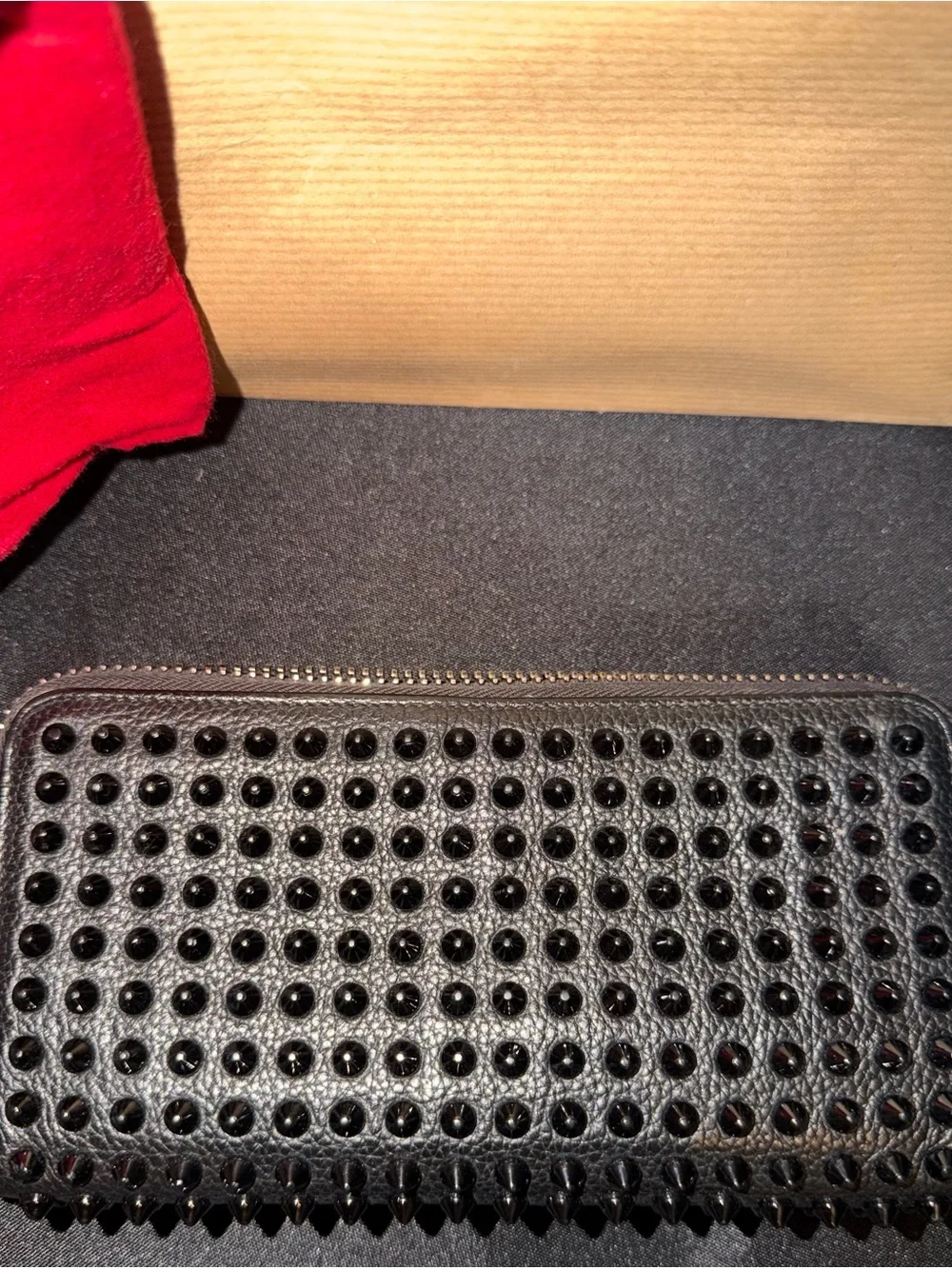 Christian Louboutin Black Spiked Zip-Around Wallet